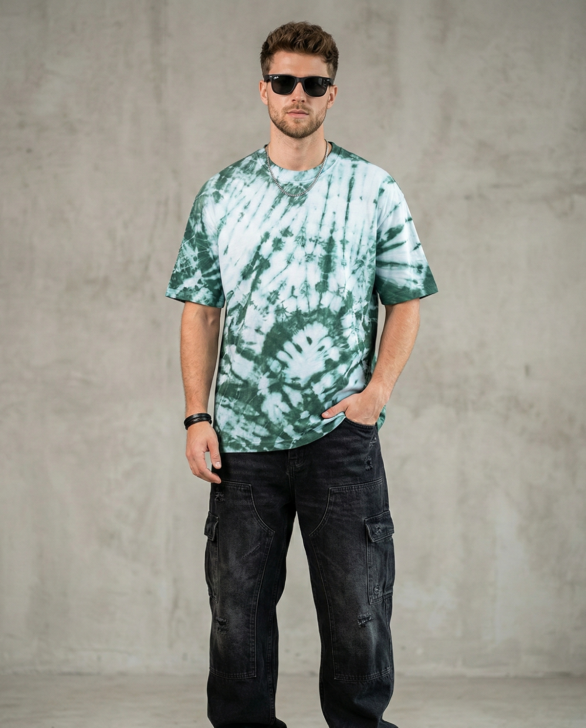 Emerald Spiral Tie-Dye Oversized Tee