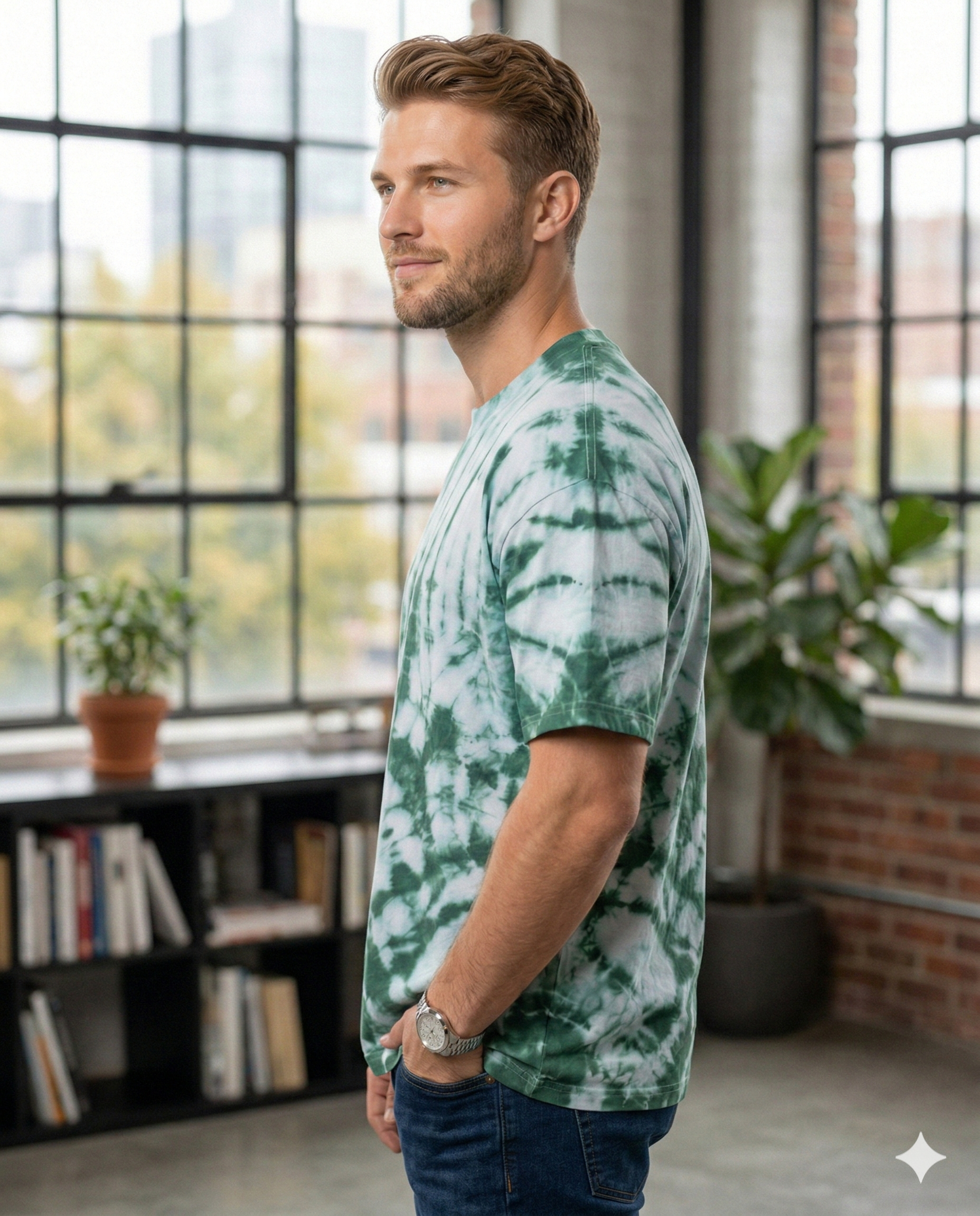 Emerald Spiral Tie-Dye Oversized Tee