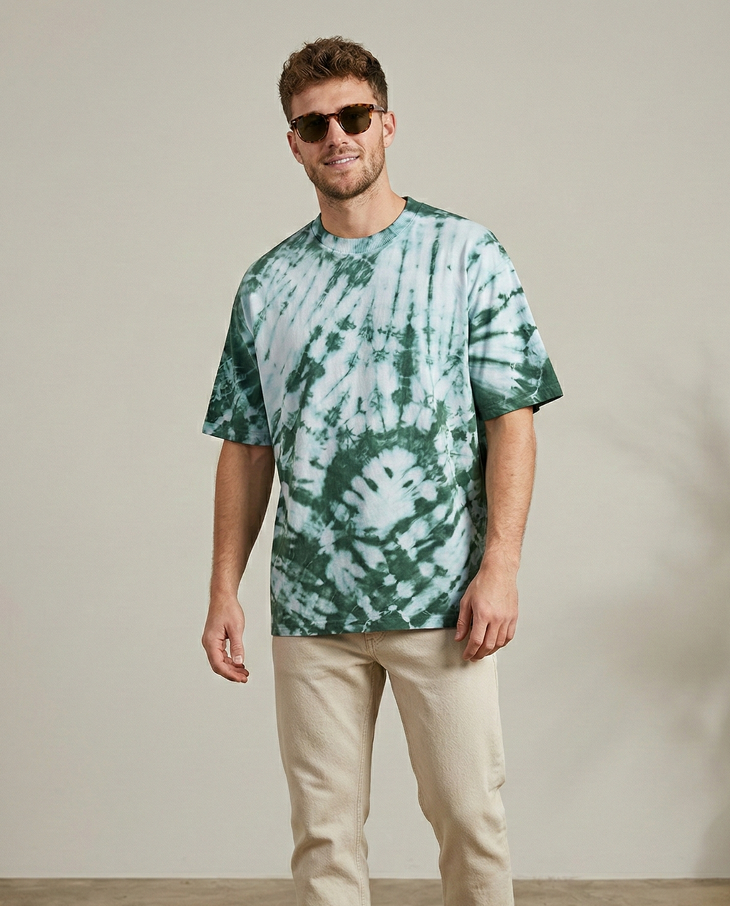 Emerald Spiral Tie-Dye Oversized Tee