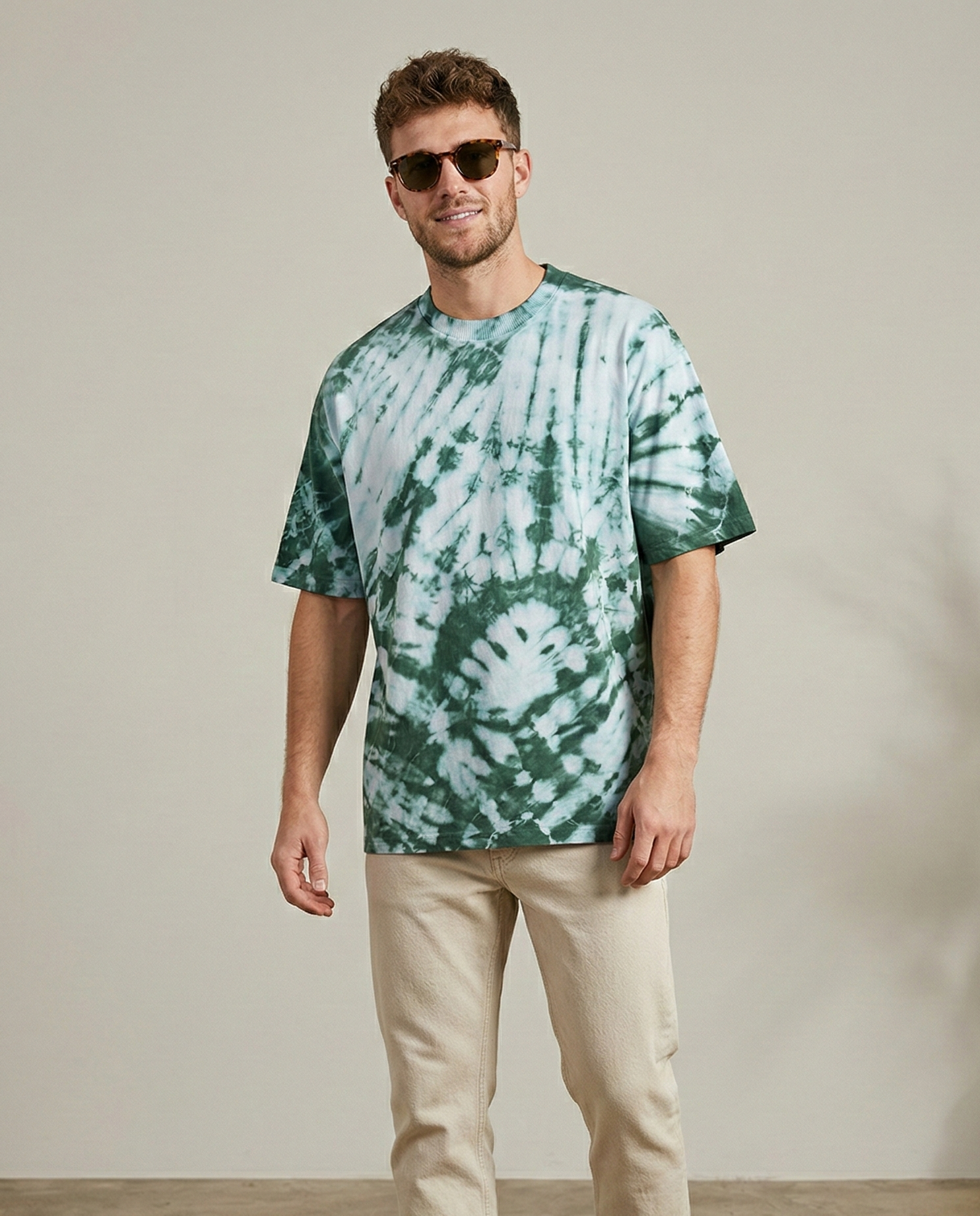 Emerald Spiral Tie-Dye Oversized Tee