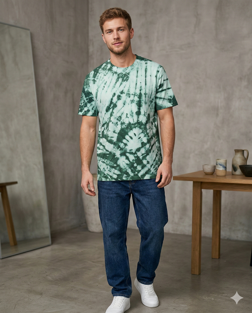 Emerald Spiral Tie-Dye Oversized Tee