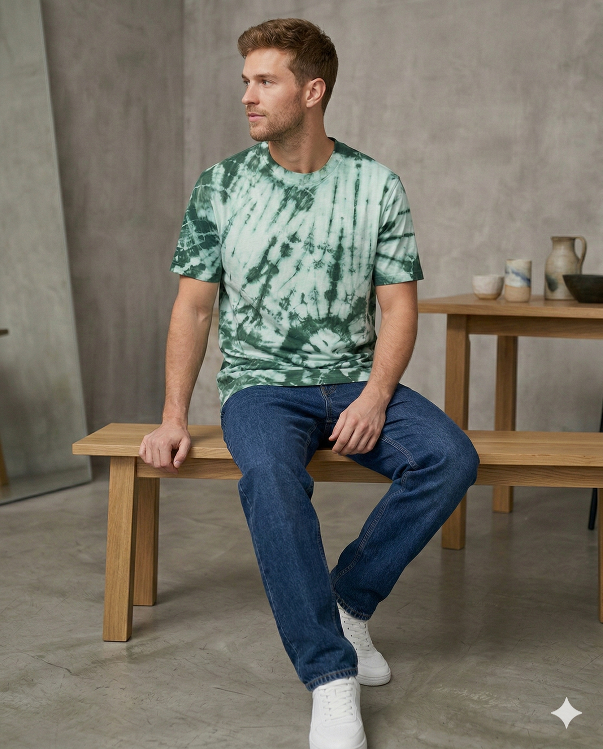 Emerald Spiral Tie-Dye Oversized Tee